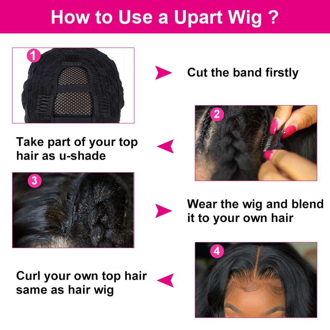 Slightly Wave Balayage Color Remy Human Hair Black Women 1*4 U Part Wigs Hightlight Honey Blonde Glueless Adjustable uPart Wigs - view 5