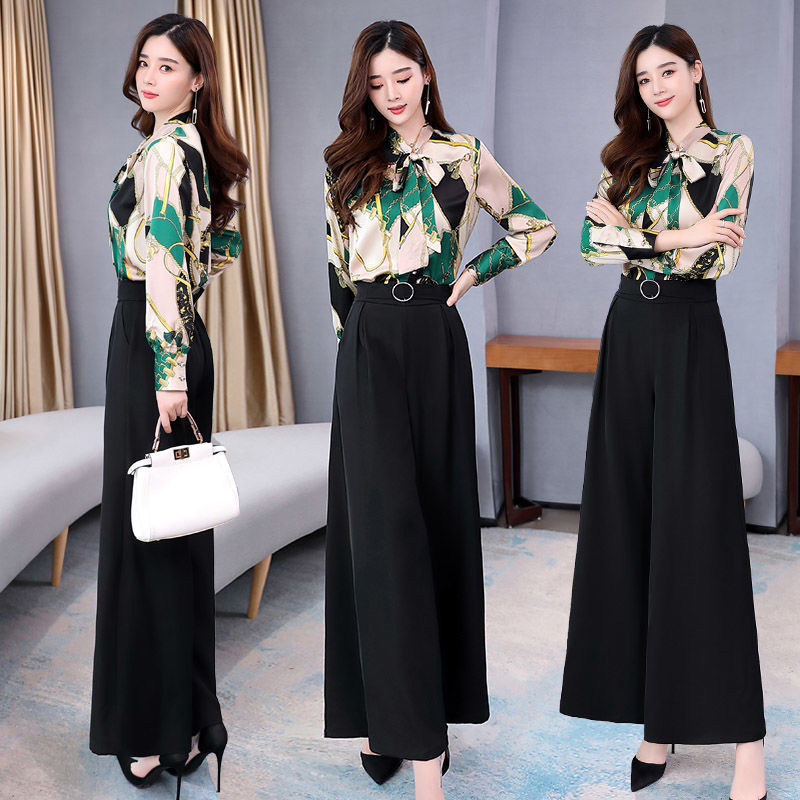 Summer Two Piece Set OL Women Sets Plus Size Two Piece Set Top And Pants Wide Leg Pants Woman Tracksuit /outfit/suit/Set 2 Piece 201119
