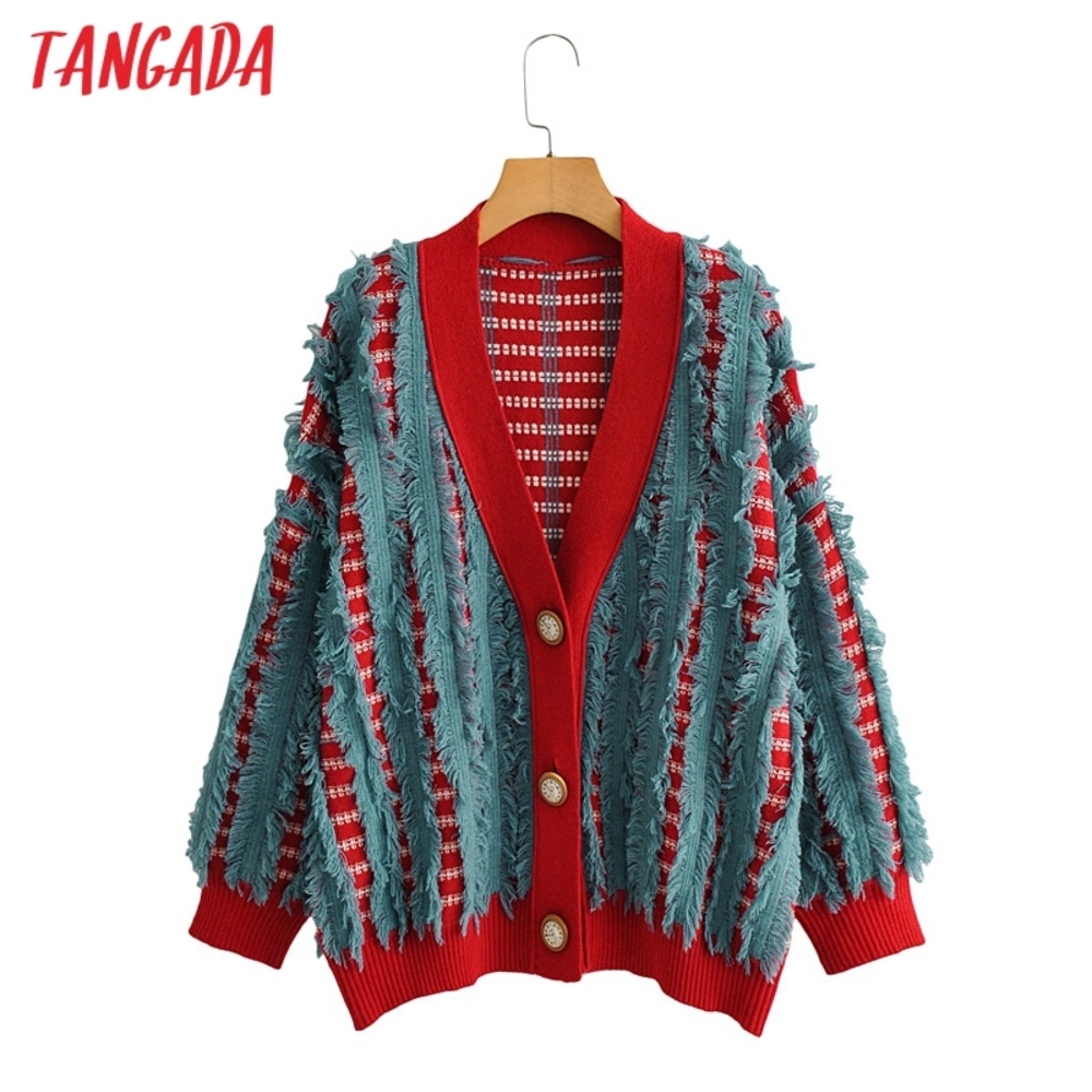 Tangada women fashion tassel vintage jumper 2020 autumn winter oversized knitted cardigan coat BC86, Red
Tangada women fashion tassel vintage jumper 2020 autumn winter oversized knitted cardigan coat BC86, Red