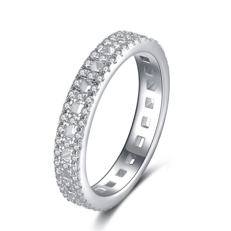 Sterg Sier Ring: Exquisite White Sapphire CZ Dia Wedding Band for Women