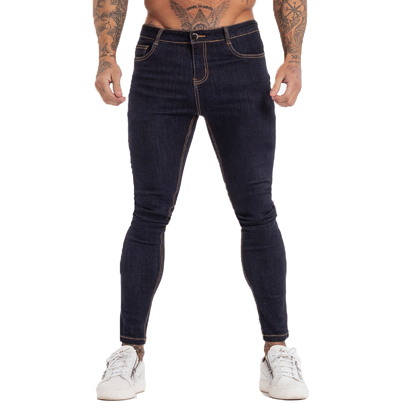 GINGTTO Men's Skinny Jeans Blue High Waist Classic Hip Hop Stretch Men Pants Cotton Comfortable Soft Full Length zm124 201112