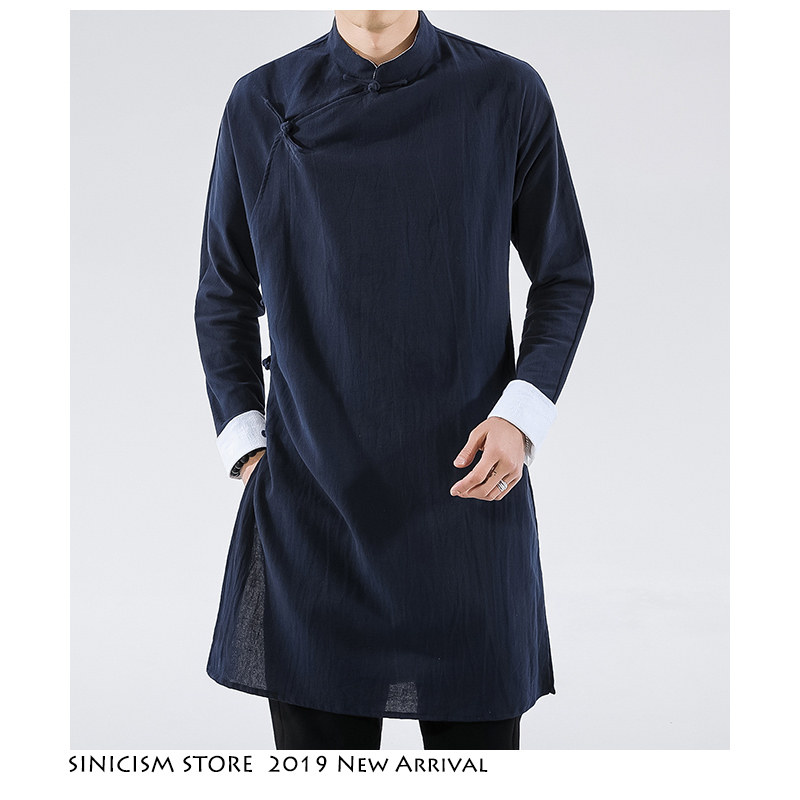 MrGoldenBowl Store Men Black Streetwearm Coat Men Mens Linen Jacket Long Coat Male Chinese Style Harujuku Wind Breaker 201128