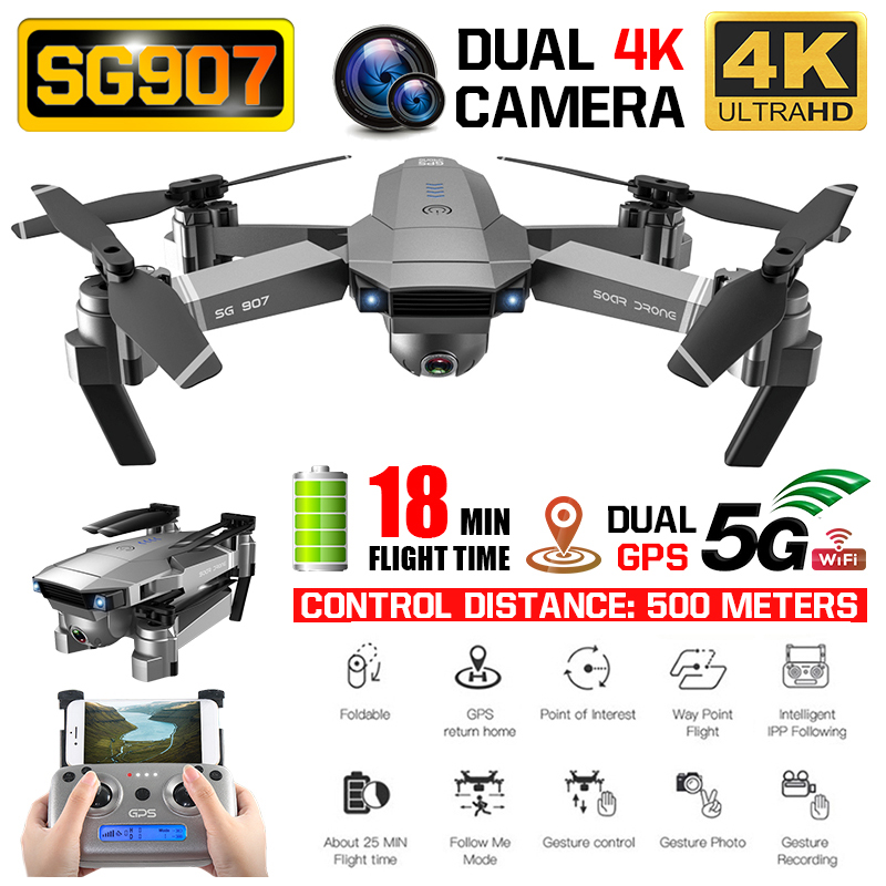 SG907 GPS Drone with 4K 1080P HD Dual Camera 5G Wifi RC Quadcopter Optical Flow Positioning Foldable Mini Drone VS E520S E58, 4k 2battery box
SG907 GPS Drone with 4K 1080P HD Dual Camera 5G Wifi RC Quadcopter Optical Flow Positioning Foldable Mini Drone VS E520S E58, 4k 2battery box
