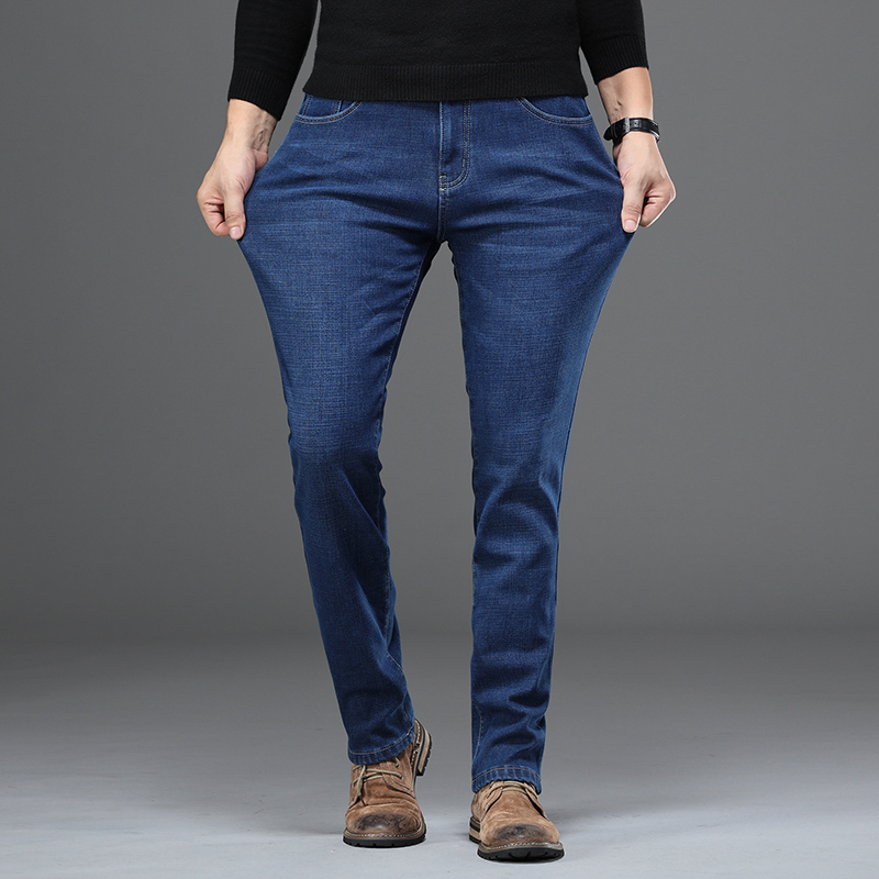 Large Size 42 44 46 Winter Men's Fashion Thickening Fleece Warm Jeans Slim Stretch High Quality Warm Jeans 201223