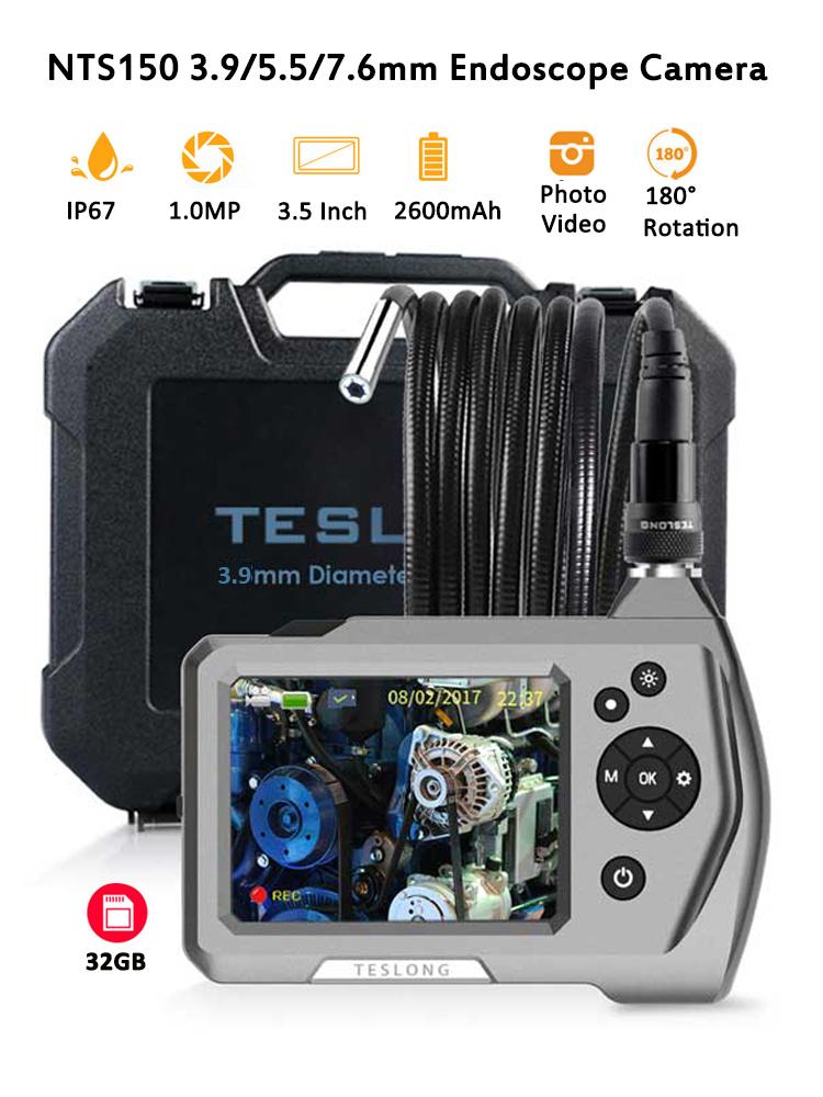 NTS150 3.9mm 5.5mm 7.6mm 1.0MP 3.5" Screen Digital Endoscope Snake Inspection Camera 32GB Borescope With 18650 Battery 6 LEDS
NTS150 3.9mm 5.5mm 7.6mm 1.0MP 3.5" Screen Digital Endoscope Snake Inspection Camera 32GB Borescope With 18650 Battery 6 LEDS