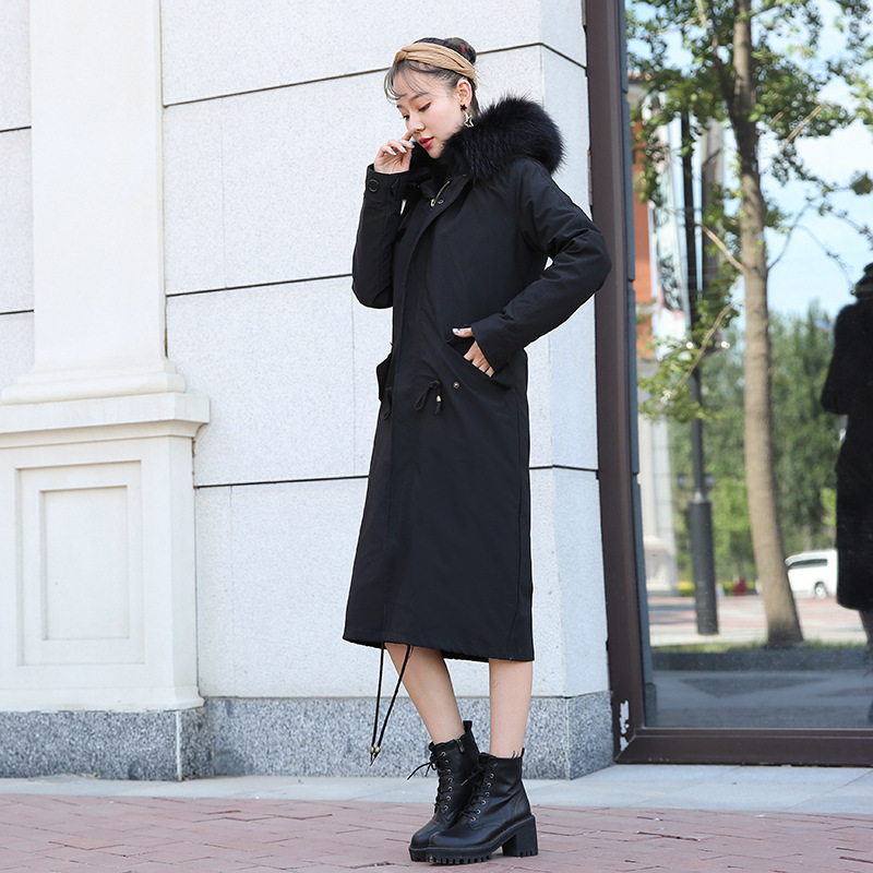 New Style Women's Winter Parka Female REAL Fur Raccoon Fur Liner Detachable Long Ladies Coat Fur Coat 201031