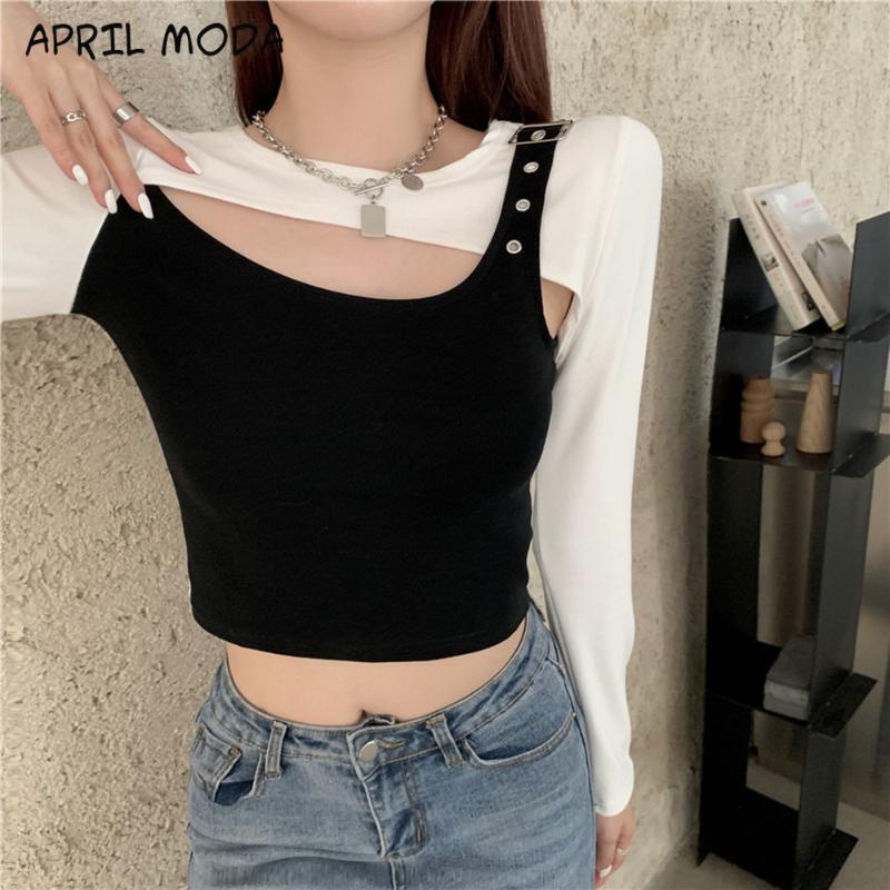2021 Autumn Vintage Fashion Personality Hollow Strapless Color Matching Irregular Slim T-Shirt Bottoming Shirt Tops Women Winter, Black
2021 Autumn Vintage Fashion Personality Hollow Strapless Color Matching Irregular Slim T-Shirt Bottoming Shirt Tops Women Winter, Black