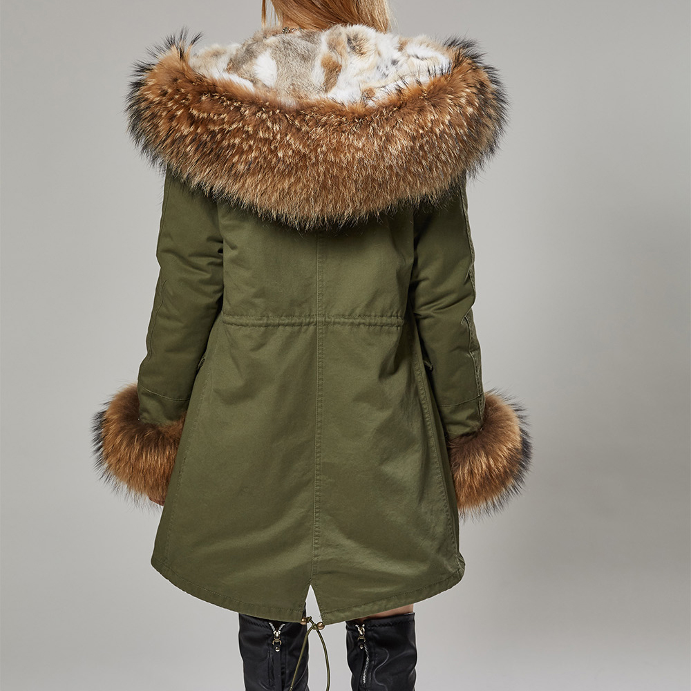 Jacket women Winter Coat Long Parka Waterproof Big Natural Raccoon Collar Hood Thick Warm Real Rabbit Fur 201103
