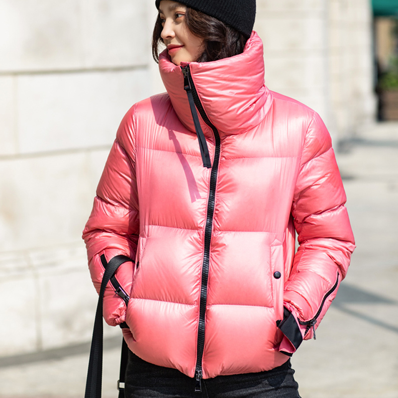 90% White Duck Down Coat Winter Jacket Women Stand Collar Solid Black Female Down Coat Loose Oversized Womens Short Puffer Parka 201019