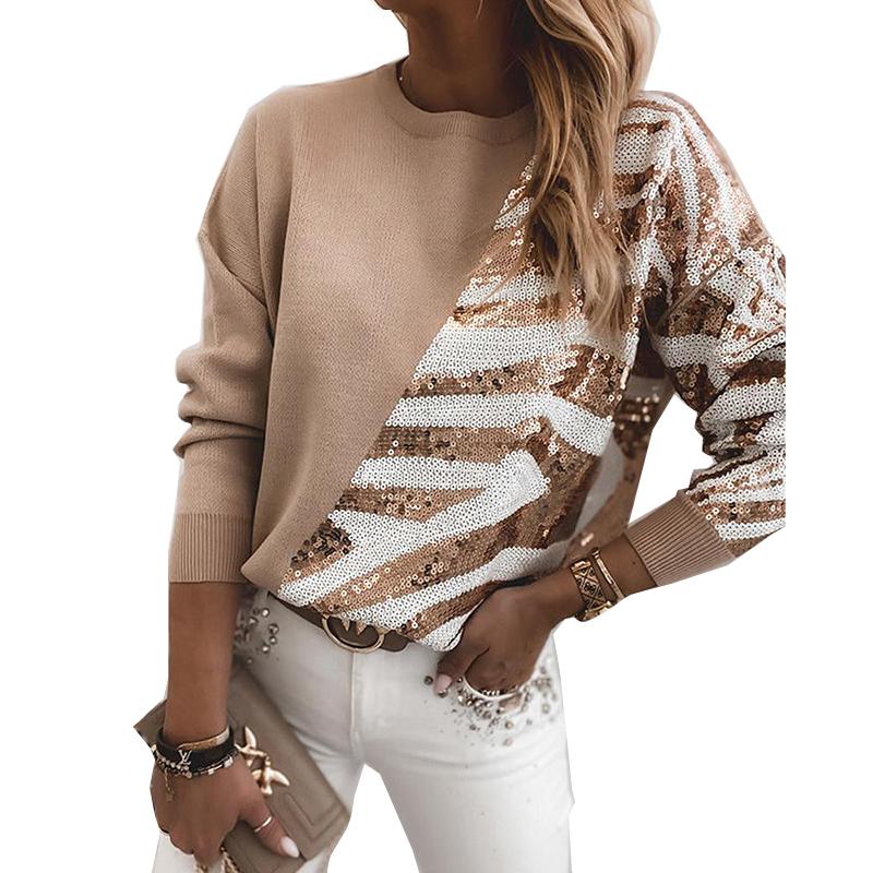 Women' Sweaters Women Winter Fall Long Sleeve Sequin Patchwork O Neck Knitted Pullovers 2021 Female Tops Korean Style Fashion SJ7166Y, Khaki
Women' Sweaters Women Winter Fall Long Sleeve Sequin Patchwork O Neck Knitted Pullovers 2021 Female Tops Korean Style Fashion SJ7166Y, Khaki