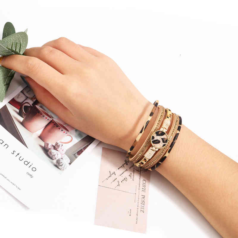 Bangle Charm Bracelets Leopard Magnetic Clasp Winter Horse Hair Pu Women's Yoga