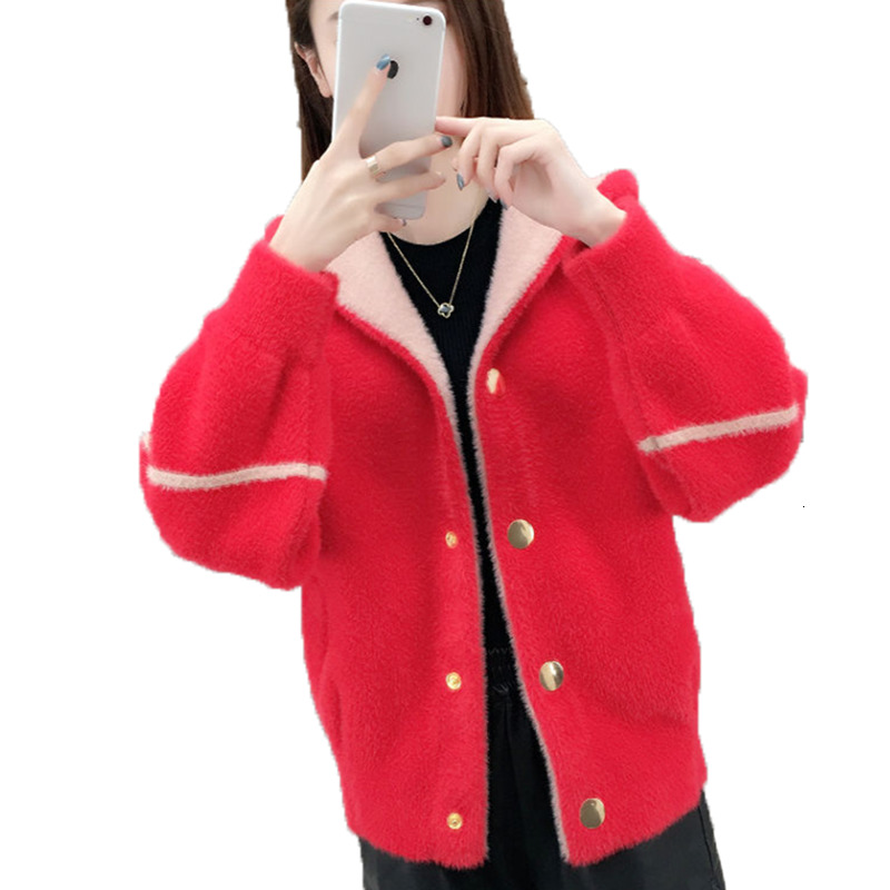 2021 Women's Short Coat Autumn Winter New Imitation Mink Veet Female Loose Hooded Thick Warm Sweater Jacket Elegant A143 Qhp3, Red
2021 Women's Short Coat Autumn Winter New Imitation Mink Veet Female Loose Hooded Thick Warm Sweater Jacket Elegant A143 Qhp3, Red