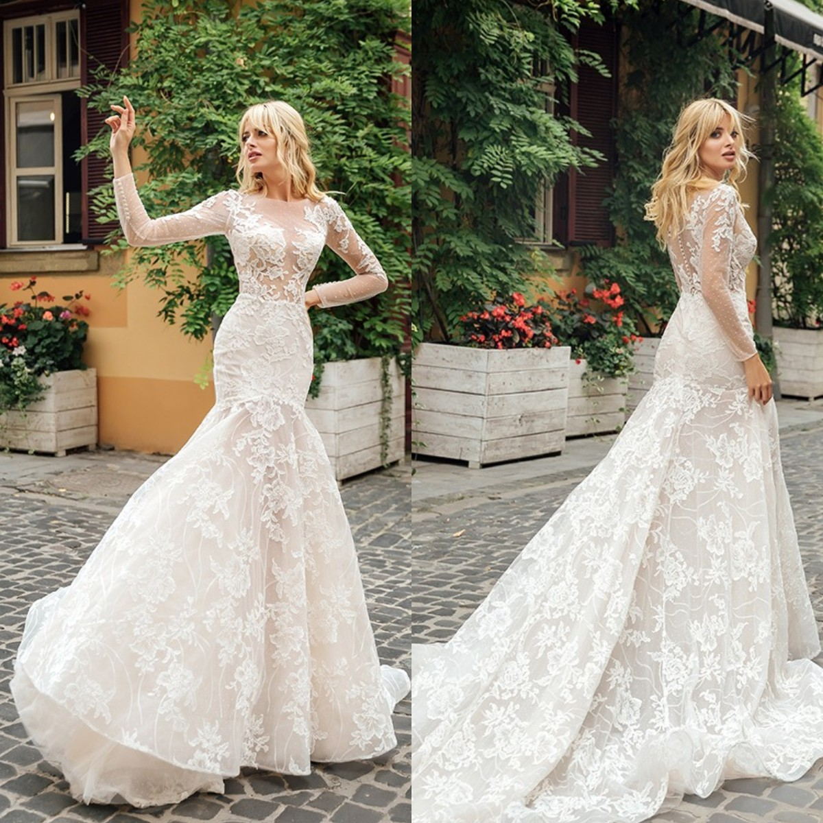 2021 Mermaid Wedding Dresses Jewel Neck Long Sleeve Appliques Lace Bridal Gowns Custom Made Button Back Sweep Train Wedding Dress, Gold
2021 Mermaid Wedding Dresses Jewel Neck Long Sleeve Appliques Lace Bridal Gowns Custom Made Button Back Sweep Train Wedding Dress, Gold