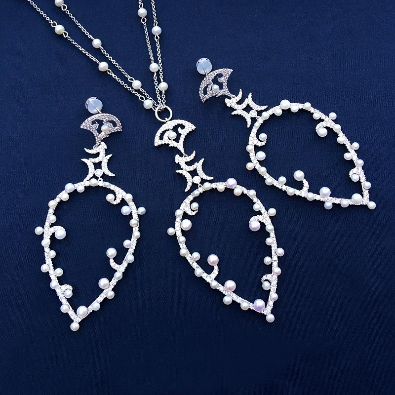 S925 sterling silver ladies necklace pearl pendant necklace earrings female fashion jewelry girlfriend gift
S925 sterling silver ladies necklace pearl pendant necklace earrings female fashion jewelry girlfriend gift
