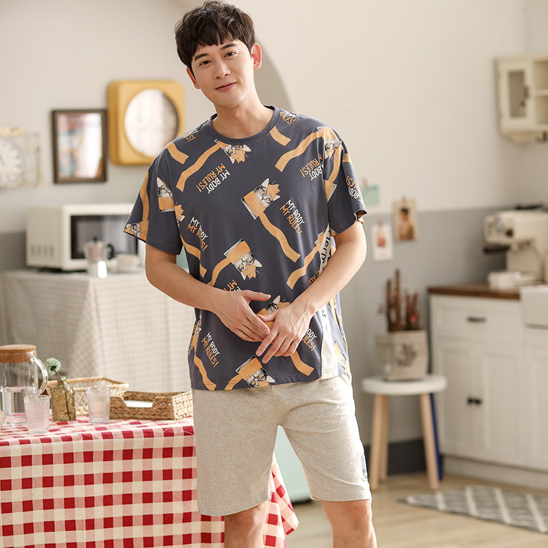 Printing Couple Pajamas Summer Cotton ShortSleeved Shorts Lady Thin Pijama Stitch Men's Suit Women's Pajamas with Shorts T200429