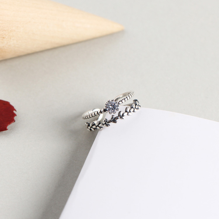 New design 925 sterling silver vintage jewelry antique silver minimalism handmade designer women's adjustable rings flower leaves open rings
