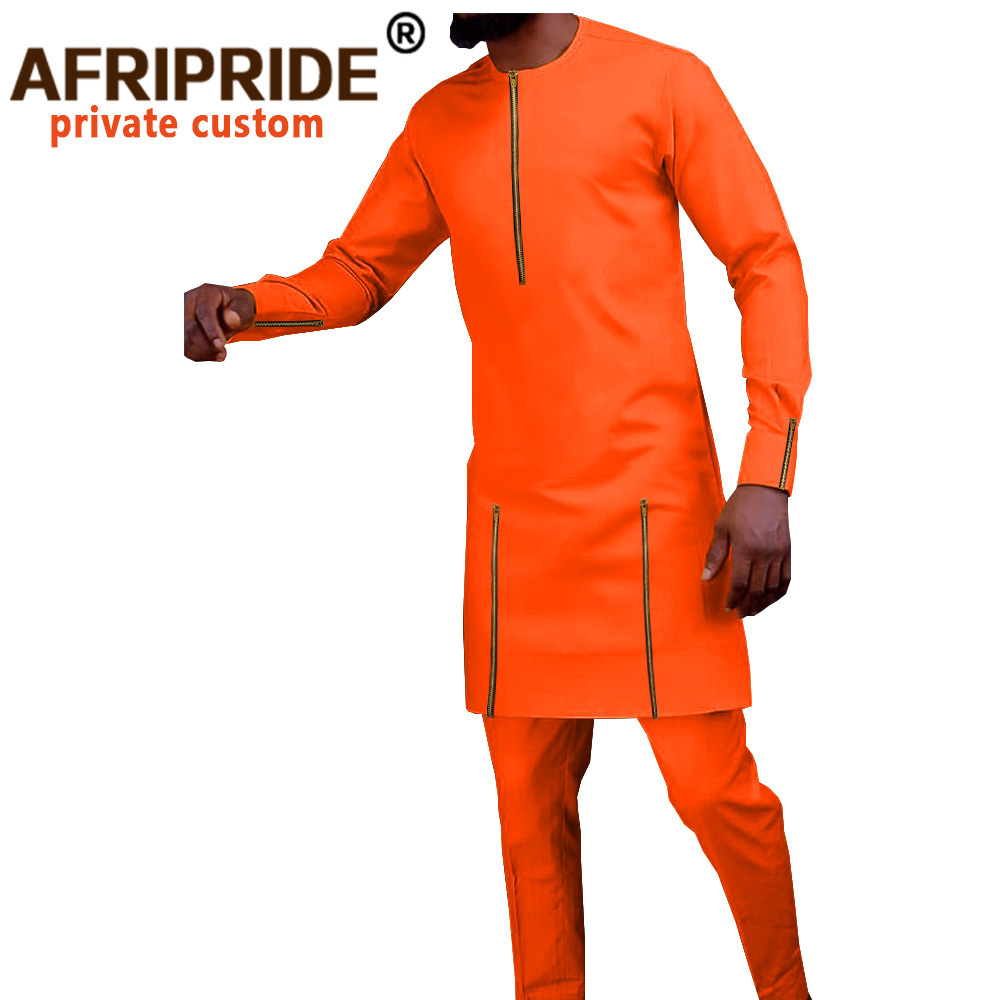 Tracksuit Men African Clothing Dashiki Shirts and Trouser 2 Piece Set Outfits Bazin Riche Long Sleeve Plus Size Attire A028 201109