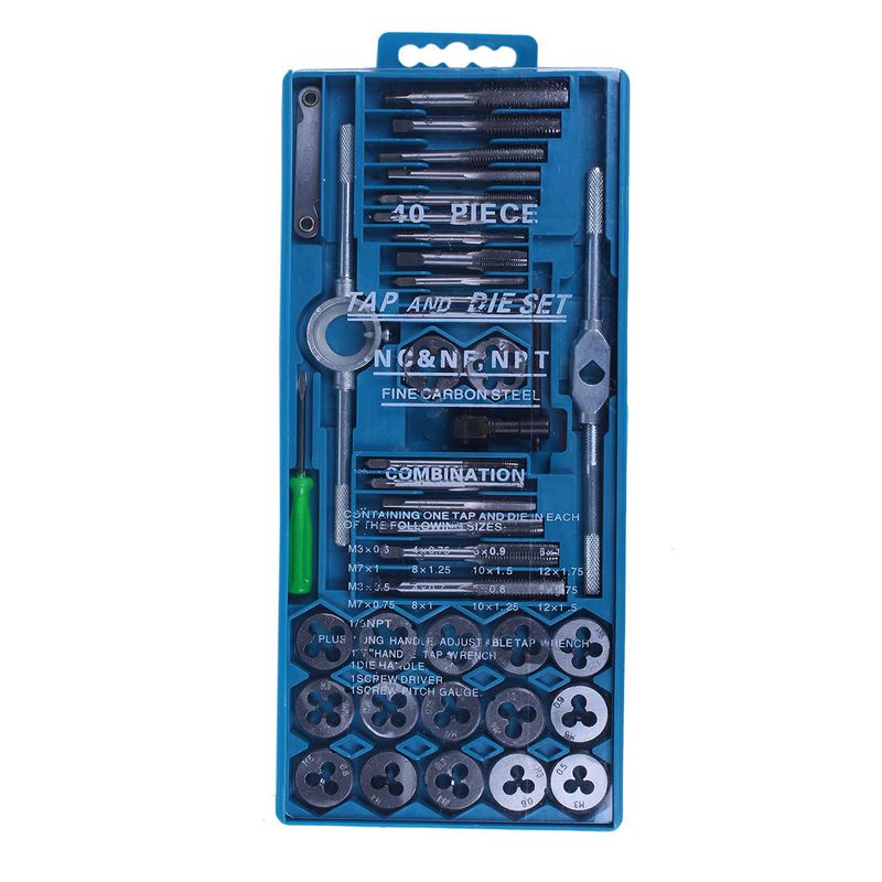 Tap and Die Set 40 Piece w/Case Tapping Threading Chasing Repair NEW