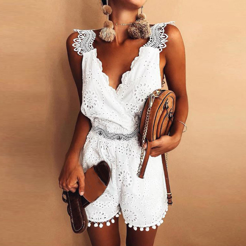 white jumpsuit elegant for women Sleeveless V-neck Lace Embroidery Casual Boho Playsuit Party Jumpsuit #XB35 T200704, Beige
white jumpsuit elegant for women Sleeveless V-neck Lace Embroidery Casual Boho Playsuit Party Jumpsuit #XB35 T200704, Beige