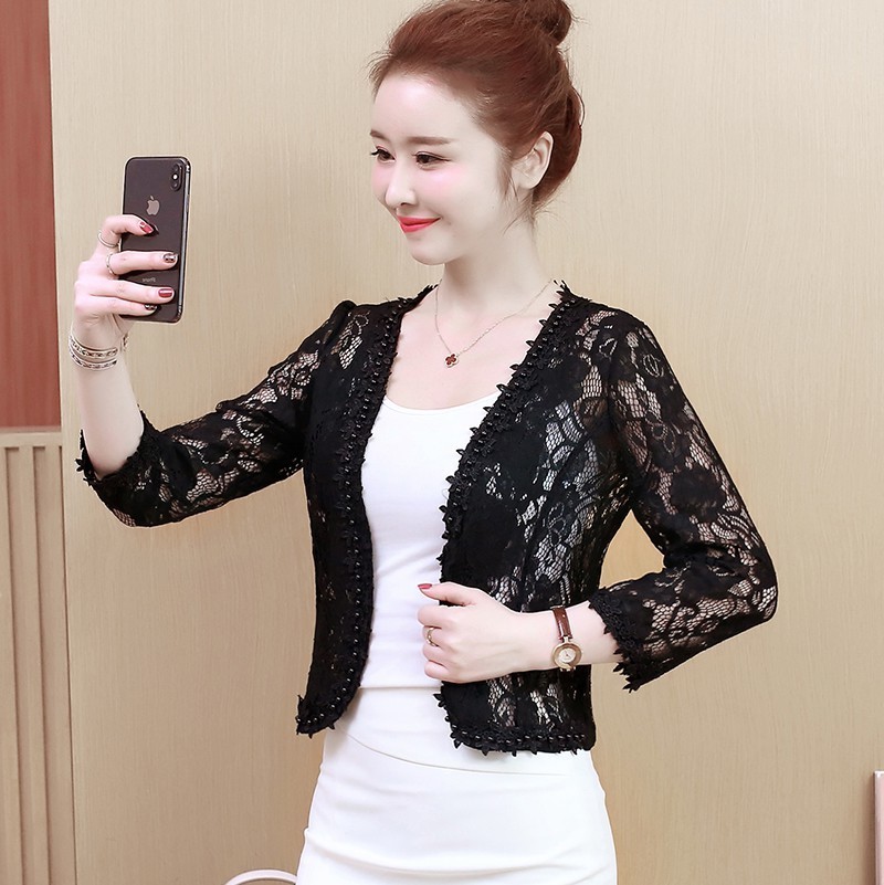 Blusas Mujer De Moda 3XL 4XL Plus Size Blouse Women Shirts Fashion Beading Hollow Lace Blouse Womens Tops And Blouses B240 201201
