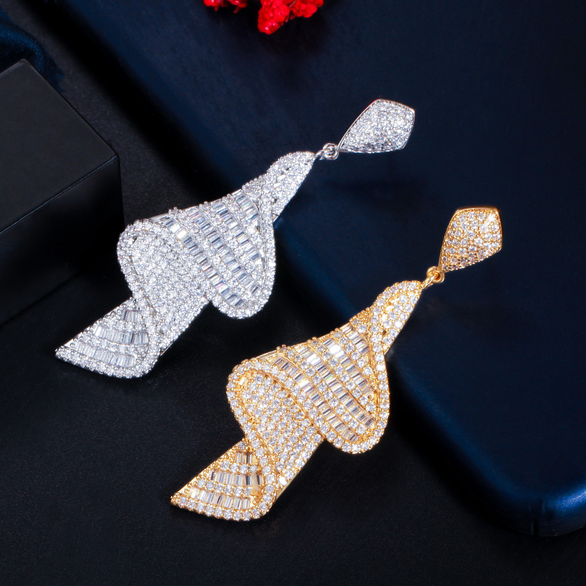 18K Yellow White Gold Plated CZ Earrings for Party Wedding for Girls Women for Pary Wedding Nice Gift