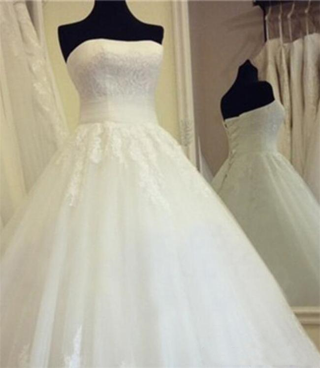 2020 New Vintage Lace Ball Gown Wedding Dresses with Tulle Appliques Beaded Cheap Plus Size Bridal Gowns QC1528