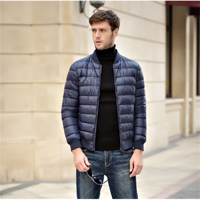 FTLZZ Winter New Jacket 90% White Duck Down Men Ultra Light Thin Jackets Slim Warm Coat Basic Outwear Windproof Parkas coat 201103