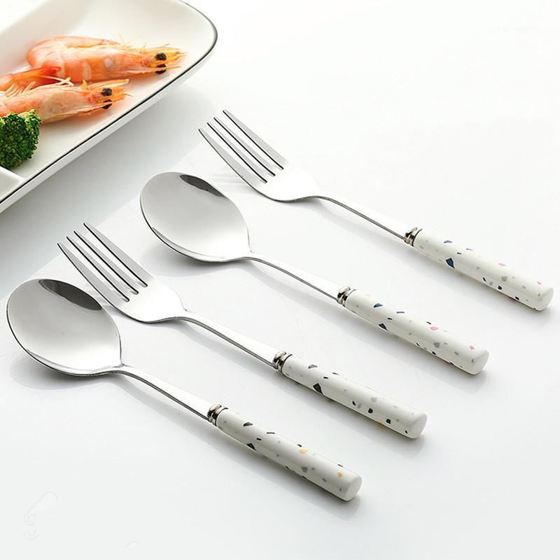 Creative Spoon Stainless Steel Ceramic Handle Western fork Home Tableware Ice Cream Dessert Small Teaspoon high quality1
Creative Spoon Stainless Steel Ceramic Handle Western fork Home Tableware Ice Cream Dessert Small Teaspoon high quality1