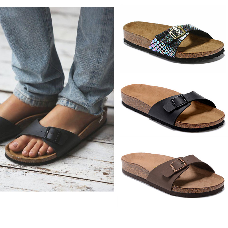 

2023 Madrid Fashion Cork slippers Men Women Beach Sandals Designer Shoes Luxury Slide Summer Fashion Wide Flat Slippery Slipper Flip Flop, 01