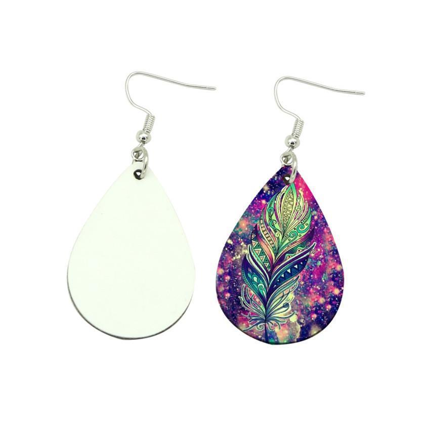 Sublimation Earrings Double Sided Leather Earring Pendants Sublimation Blanks Creative Gifts Thermal Transfer Leaves Earrings