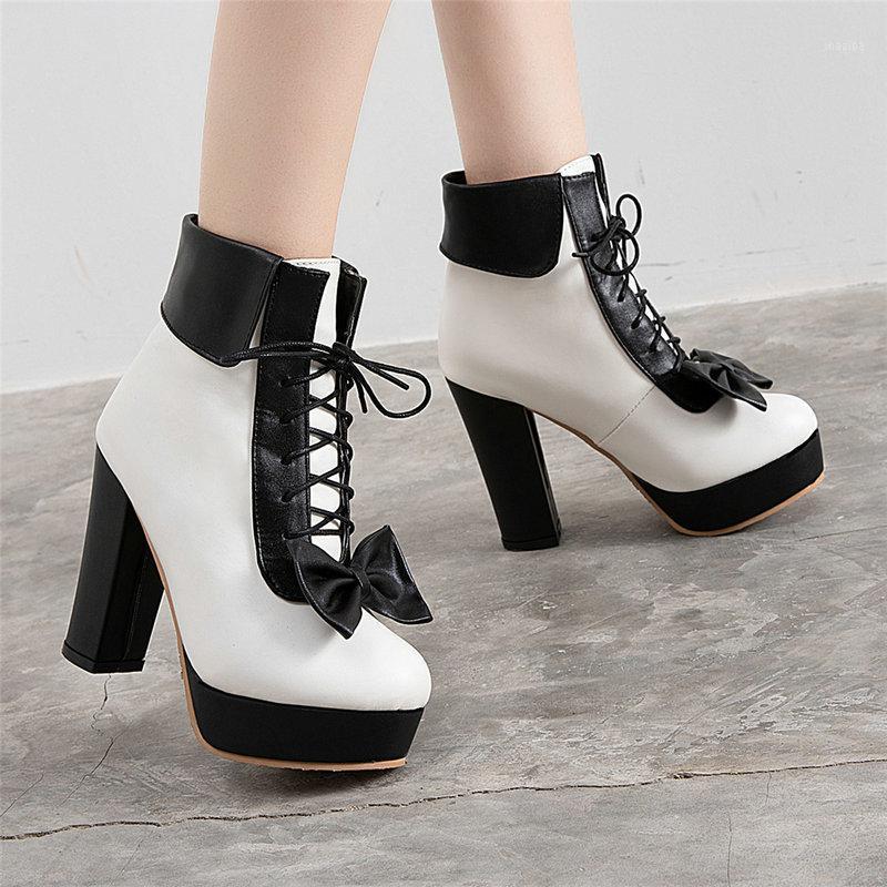 COOLULU Lace Up Bow Ankle Boots Women Cute Winter Boots Platform High Heel All Match Women Shoes Green Lolita Shoes1, Black 
COOLULU Lace Up Bow Ankle Boots Women Cute Winter Boots Platform High Heel All Match Women Shoes Green Lolita Shoes1, Black