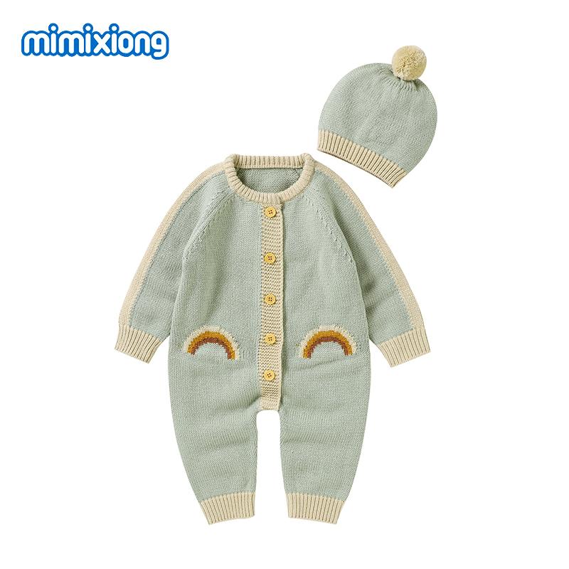 Jumpsuits Baby Rompers Knitted Cute Rainbow Pattern Born Boy Girl Cap Outfit Set Autumn Winter Toddler Infant Overall Clothes, Blue
Jumpsuits Baby Rompers Knitted Cute Rainbow Pattern Born Boy Girl Cap Outfit Set Autumn Winter Toddler Infant Overall Clothes, Blue