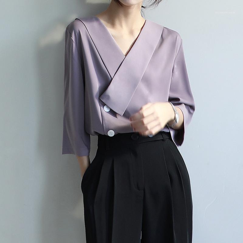 Girls Purple Chiffon Shirt Summer Korean V-neck Short Sleeve Button Shirts Office Sexy Summer Chiffon Blouse Cute Ladies Tops1
Girls Purple Chiffon Shirt Summer Korean V-neck Short Sleeve Button Shirts Office Sexy Summer Chiffon Blouse Cute Ladies Tops1