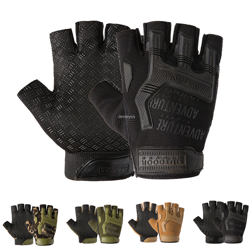 Tactical Gloves Half Finger Airsoft Shooting Fingerless Outdoor Sports Gym Cycling Fitness Gloves, Tan