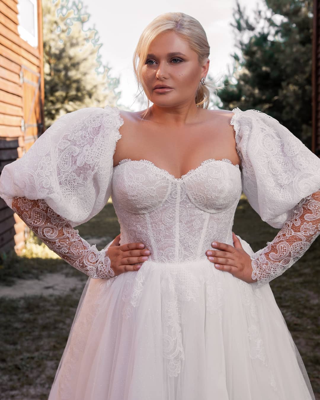 Plus Size Fashion Lace Wedding Dresses With Detachable Sleeves Sweetheart Neck A Line Bridal Gowns Sweep Train Side Split Robe De Marie