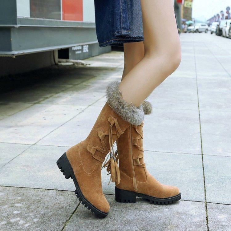 Ladies Mid Calf Boots Fur Trim Tassels Fringe Cross Strappy Platform Low Heels1, Beige
Ladies Mid Calf Boots Fur Trim Tassels Fringe Cross Strappy Platform Low Heels1, Beige
