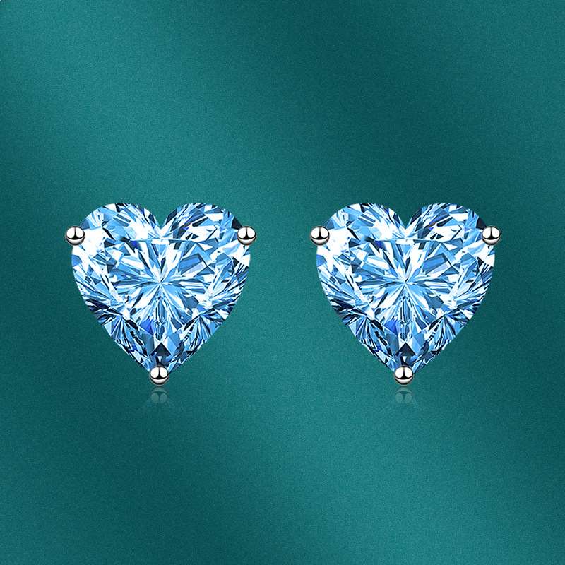 2022 Ins Top Sell Stud Earrings Simple Fashion Jewelry Solitaire Multi Color 5A Cubic Zircon CZ Diamond 925 Sterling Silver Heart Shape Gemstones Wome