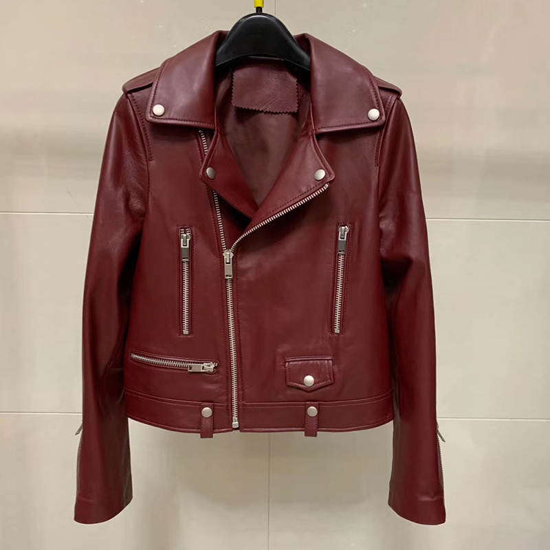 Real leather jacket women colorful motorcycle fashion genuine sheepskin leather coats and jackets female overcoat 201030