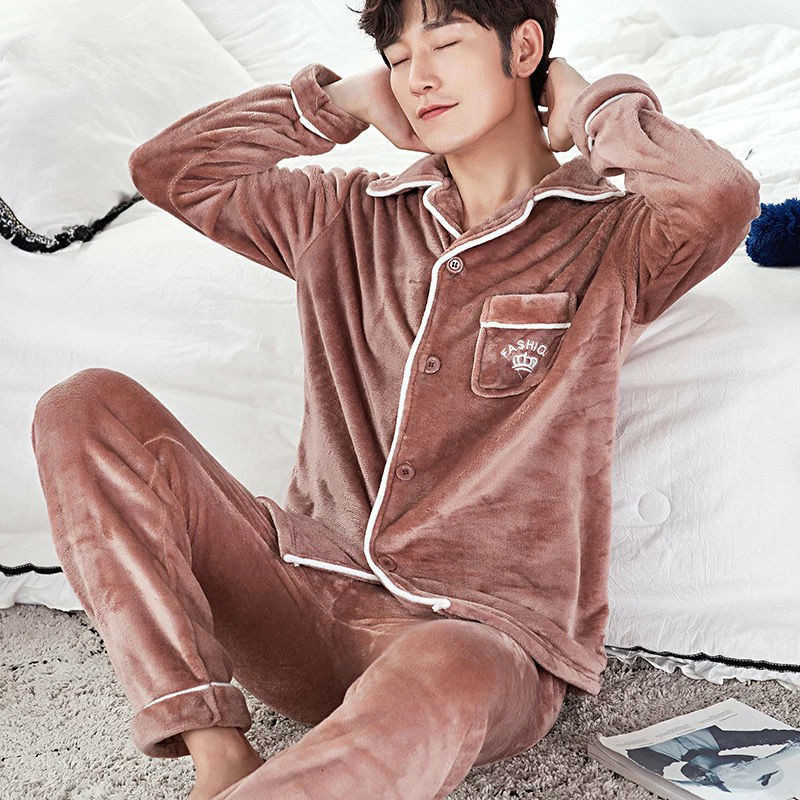 Men Pajamas Winter Flannel Pajama Set Plus Size 3XL Coral Fleece Casual Thick Homewear Warm Sleepwear Boys Pijama Mujer 201111