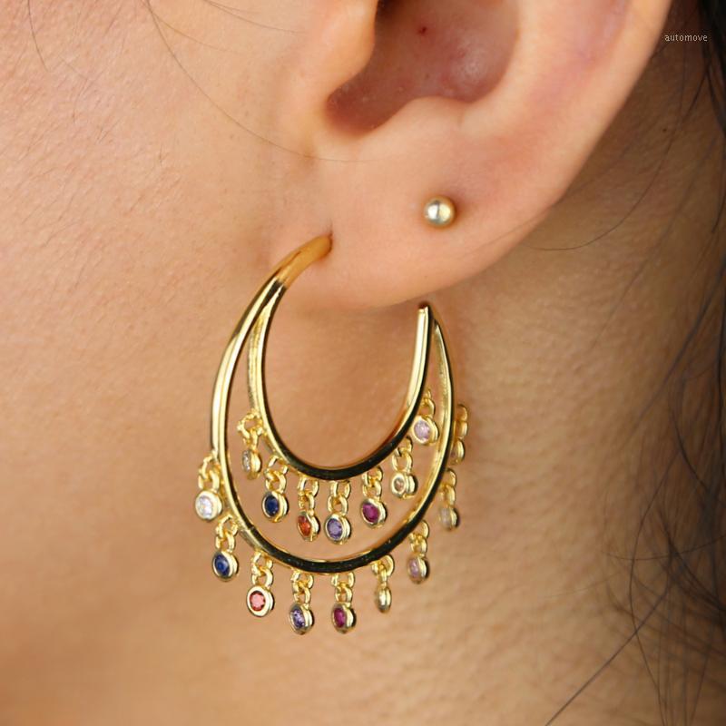 2020 New Jewelry rainbow cz drop charm Hoop earring Gold filled colorful cz geometric trendy Women Feminine fashion jewelry1
2020 New Jewelry rainbow cz drop charm Hoop earring Gold filled colorful cz geometric trendy Women Feminine fashion jewelry1