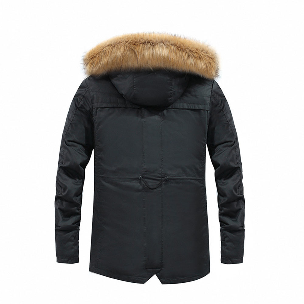 Men's Collar Parka Mid-Long Men Outdoor Military Jacket Winter Fashion Fur Lined Warm Hood Coat 201202