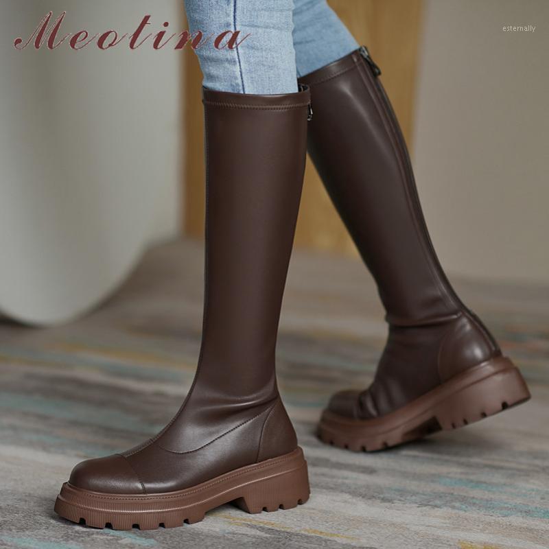 Meotina Long Boots Women Genuine Leather Platform Block Heels Boots Zipper Mid Heel Knee High Autumn Winter Brown Black1, Black synthetic lin
Meotina Long Boots Women Genuine Leather Platform Block Heels Boots Zipper Mid Heel Knee High Autumn Winter Brown Black1, Black synthetic lin