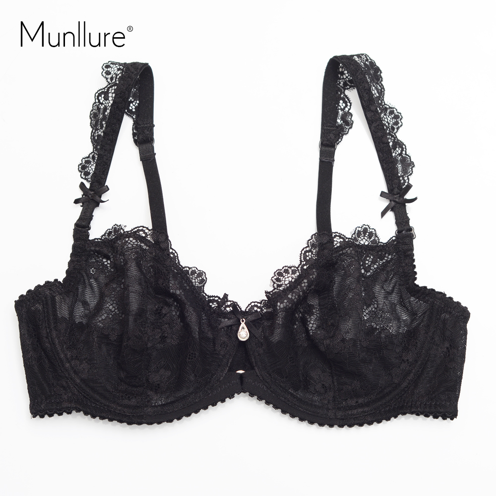 Munllure Women's ultrathin bra transparent lace embroidery underwear sexy woman bra set T200602