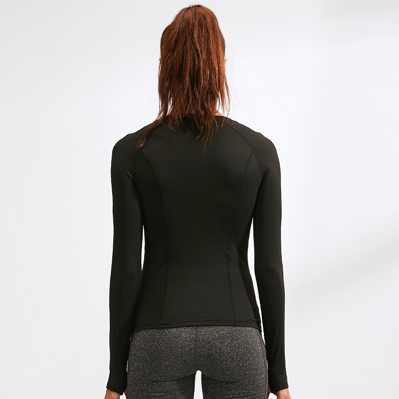 women's long sleeve sports Yoga T-shirt quick drying crew neck Yoga vest running top sweat tight fit clothes for women