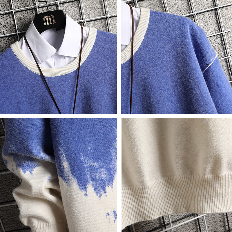 SingleRoad Oversized Mens Knitted Sweater Men Gradient Sweaters Jumper Pullover Hip Hop Harajuku Casual Blue Sweater Men 201224