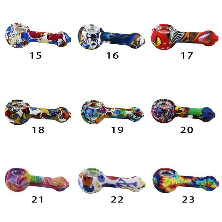 TOP Selling cartoon Silicone Pipe With Glass Bowl 20 styles mini oil smoking Pipes Reuse and Unbreakable Tobacco Hand hookahs
TOP Selling cartoon Silicone Pipe With Glass Bowl 20 styles mini oil smoking Pipes Reuse and Unbreakable Tobacco Hand hookahs