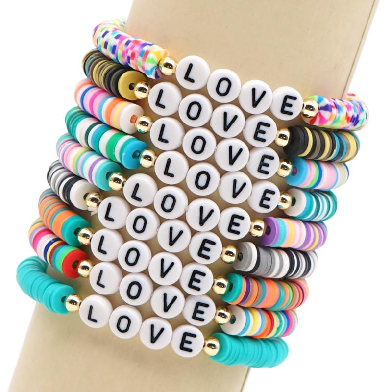 GRAPES LOVE Letter Boho Jewelry African Bracelet Polymer Clay Beads Bracelet Heishi Disc Pulseras Mujer 2020 Elastic Armband
GRAPES LOVE Letter Boho Jewelry African Bracelet Polymer Clay Beads Bracelet Heishi Disc Pulseras Mujer 2020 Elastic Armband