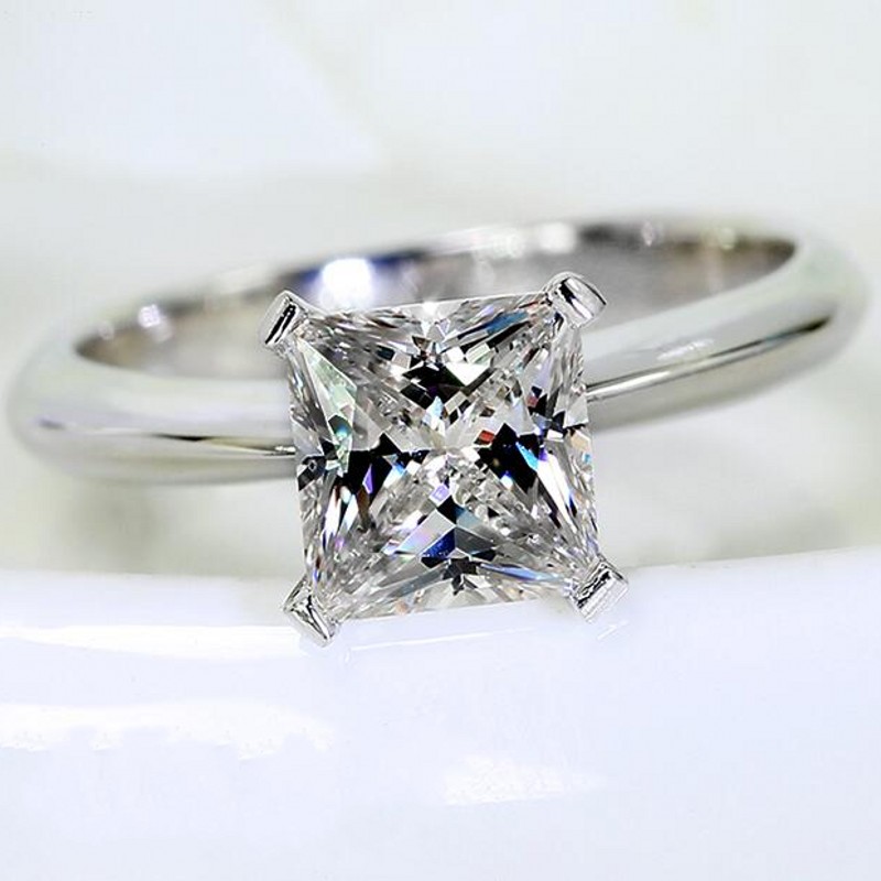 Princess cut 1ct Lab Diamond Ring Original 925 sterling silver Engagement Wedding band Rings for Women Bridal Fine Jewelry Gift