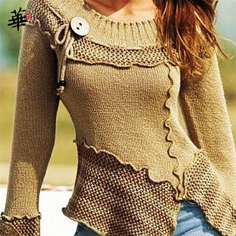 Vintage Sweater Women Knitted Long Sleeve Sweaters for women Tops Fall Winter Clothes Women Pullover Jumper Woman Sweaters 201222