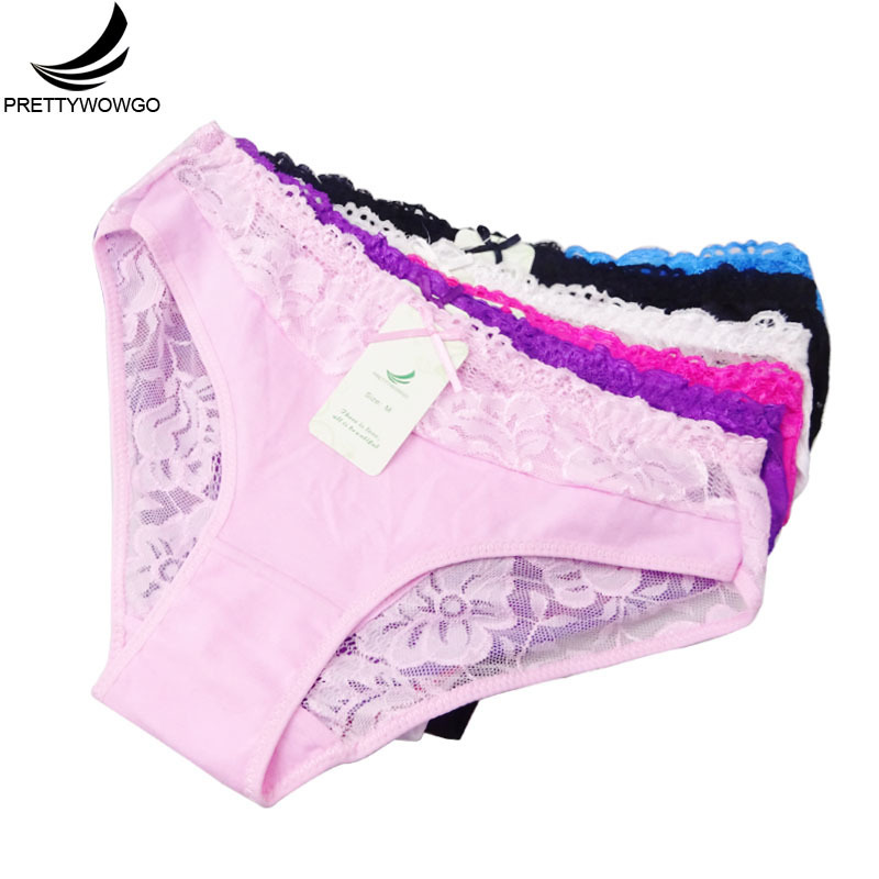 6 Pcs/Lot Women Underwear Sexy Lace 6 Candy Color Women's Cotton Panties 887 201112